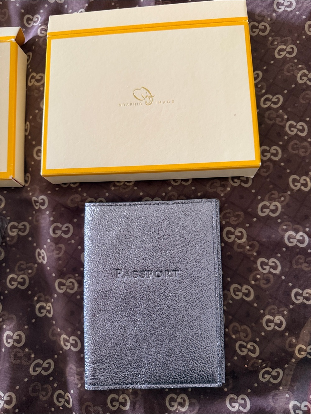 Graphic Image Black Leather Passport Holder